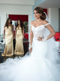 Mermaid Sheer Sleeves Off the Shoulder Bridal Wedding Dress