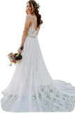 Spaghetti Straps Maxi A Line  Beach Wedding Dress
