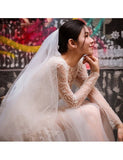 See-through Long Sleeves Short Tulle Short Wedding Dress
