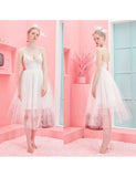 Tiered Tulle Short Tea Length Straps Tutu Wedding Dress