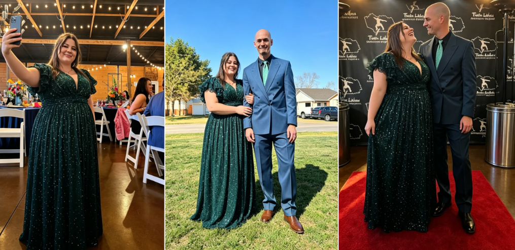Plus-Size Formal Magic: How This Green Sequin Gown Saved My Casino Night