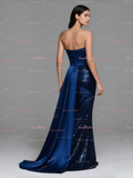 Trumpet Mermaid Belt Royal Blue Sequin Prom Dress