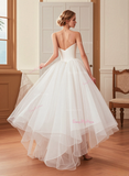 High Low Satin Simple Sweetheart Wedding Dress