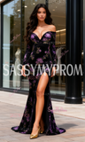 Black Long Sleeve Trumpet Mermaid Prom Dress With Slit