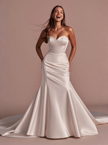 Satin Trumpet Mermaid Sweetheart Simple Wedding Dress