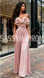 Pink Sweetheart Chiffon Flower A Line Pleats Prom Dress