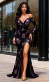 Black Long Sleeve Trumpet Mermaid Prom Dress With Slit