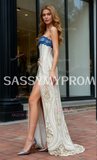 Lace Sheath Column Sequin Beading Prom Dress With Slit