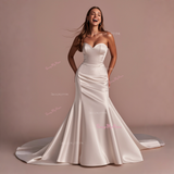 Satin Trumpet Mermaid Sweetheart Simple Wedding Dress