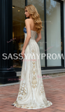 Lace Sheath Column Sequin Beading Prom Dress With Slit