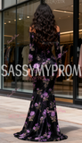 Black Long Sleeve Trumpet Mermaid Prom Dress With Slit