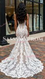 Lace Trumpet Mermaid Tulle White Sweetheart Wedding Dress