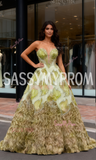 Sweetheart Ball Gown Beading Green Print Prom Dress
