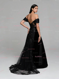 Satin Off The Shoulder Sequin Off The Shoulder Wedding Dress