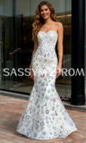 Blue Lace Trumpet Mermaid Sweetheart Beading Prom Dress
