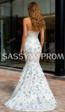 Blue Lace Trumpet Mermaid Sweetheart Beading Prom Dress