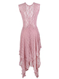 Backless Asymmetrical Layered Lace Long Dress