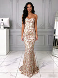 Trumpet Mermaid Lace Sweetheart Champagne Prom Dress