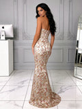 Trumpet Mermaid Lace Sweetheart Champagne Prom Dress