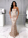 Trumpet Mermaid Lace Sweetheart Champagne Prom Dress