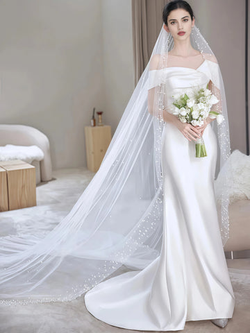 Trumpet Mermaid Satin Ruched Off The Shoulder Wedding Dress