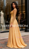 Beading Boat Neck Long Sleeve Gold Sequin Chiffon Prom Dress
