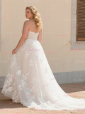 Plus Size Tulle A Line Sweetheart Appliques Wedding Dress