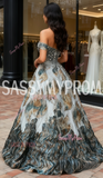 Beading Ball Gown Tulle Off The Shoulder Prom Dress