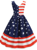 Flag Stripe July Outfits American Print Vintage Dress