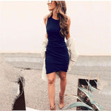 Navy Ruched Side Dress