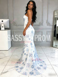 Sweetheart Floral Trumpet Mermaid Snow Print Prom Dress
