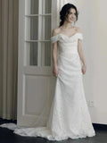 Lace Trumpet Mermaid Train Off The Shoulder Wedding Dress