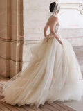 Lace Appliques Tulle Sweetheart A Line Wedding Dress