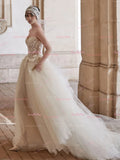Lace Appliques Tulle Sweetheart A Line Wedding Dress