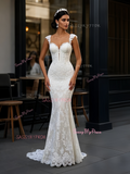 Lace Trumpet Mermaid Straps Sweetheart Wedding Dress