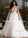 Appliques Tulle Off The Shoulder A Line Wedding Dress