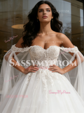 Appliques Tulle Off The Shoulder A Line Wedding Dress