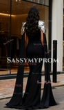 Cape Trumpet Mermaid Spandex Black Strapless Prom Dress