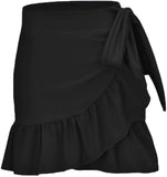 Chic Maroon Wrap Mini Skirt