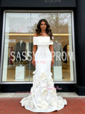 Satin Trumpet Mermaid Flower Off The Shoulder Wedding Dress
