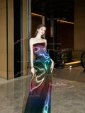 Sparkle Gradient Strapless Sheath Column Prom Dress