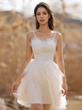 Tulle Short Mini White Ruffles Homecoming Dress