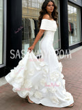 Satin Trumpet Mermaid Flower Off The Shoulder Wedding Dress