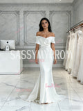 Trumpet Mermaid Satin White Off The Shoulder Wedding Dress