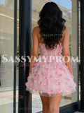 Floral Flower Short Mini Pink Sweetheart Homecoming Dress