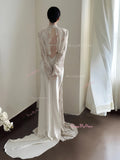 Lace Trumpet Mermaid Two Piece Long Sleeve Backless Wedding Dress