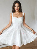 Wide Strap Tiered Skirt White Sundress