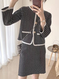 Retro V-Neck Long-Sleeved Knitted Skirt Dress