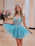 A Line Lace Short Mini Green Sweetheart Homecoming Dress