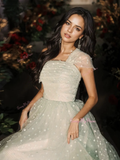 Sparkle Tea Length Tulle One Shoulder Homecoming Dress